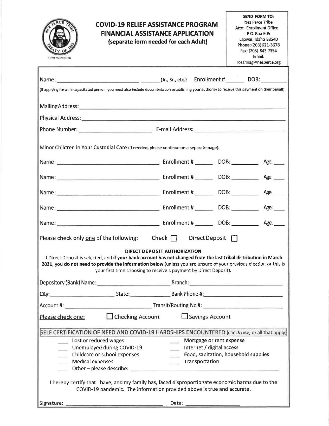 NPT American Rescue Act Application
